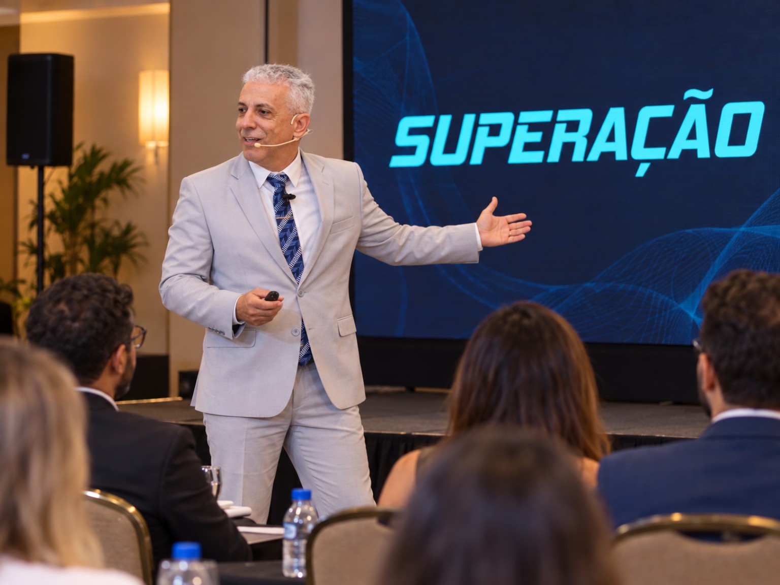 Dr. Luis Roco no palco do evento Superação